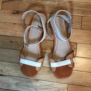 Flat Strappy Sandals in Neutrals w/ Ankle Wrap